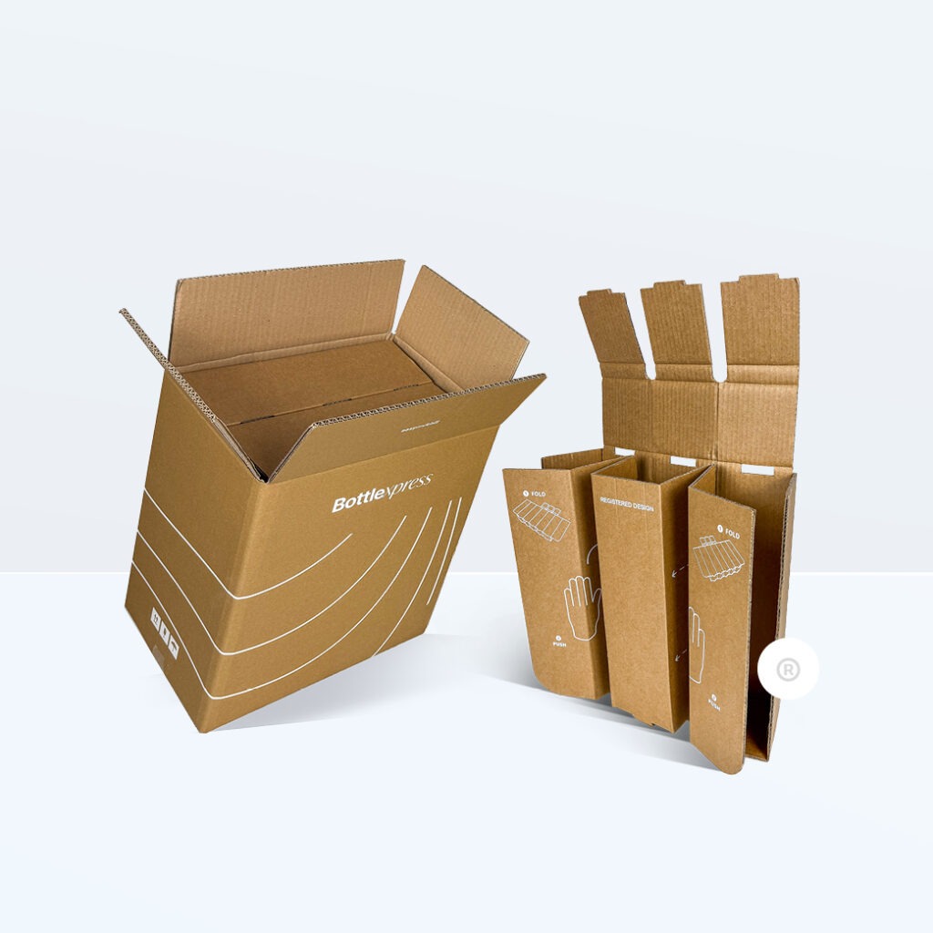 Bottlexpress Box and Protective Insert for Safe Bottle Shipping